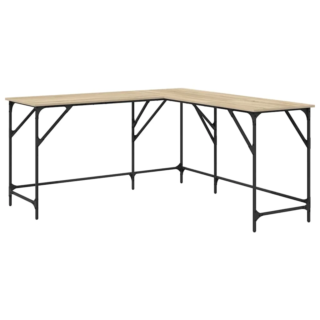 Bureau 149 x 149 x 75 cm chêne sonoma bois d'ingénierie – vue de côté