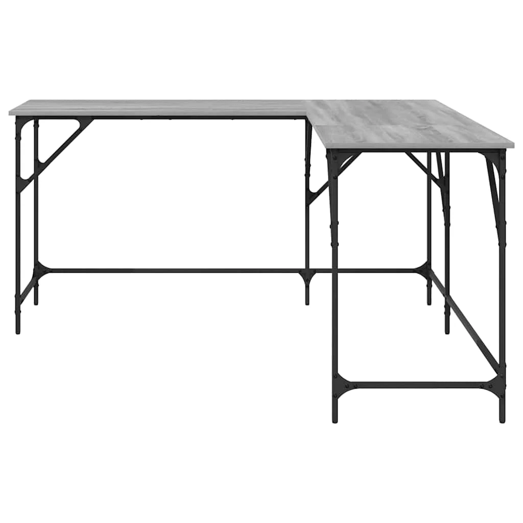 Bureau 149 x 149 x 75 cm sonoma gris bois d'ingénierie – vue de dessus