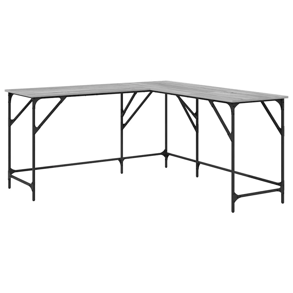 Bureau 149 x 149 x 75 cm sonoma gris bois d'ingénierie – vue de côté