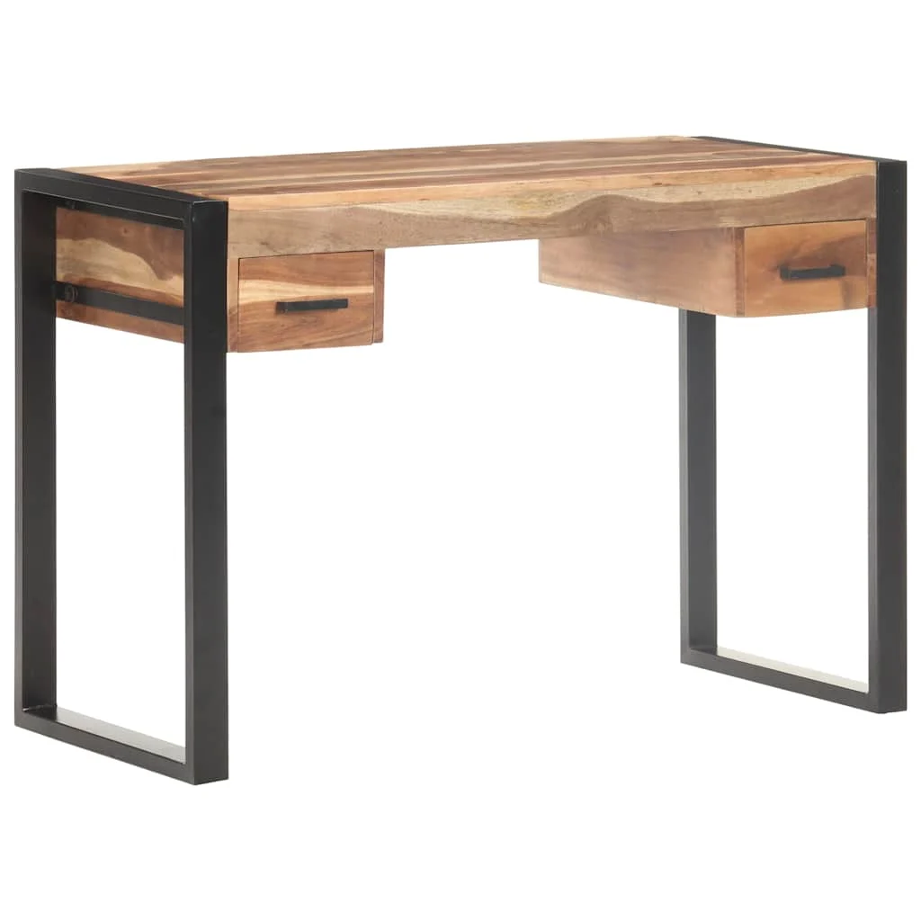 Bureau 150 x 50 x 76 cm brun bois massif – vue de dos