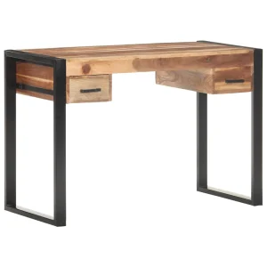 Bureau 150 x 50 x 76 cm brun bois massif – vue d’ensemble