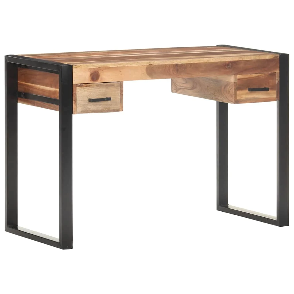 Bureau 150 x 50 x 76 cm brun bois massif – vue d’ensemble