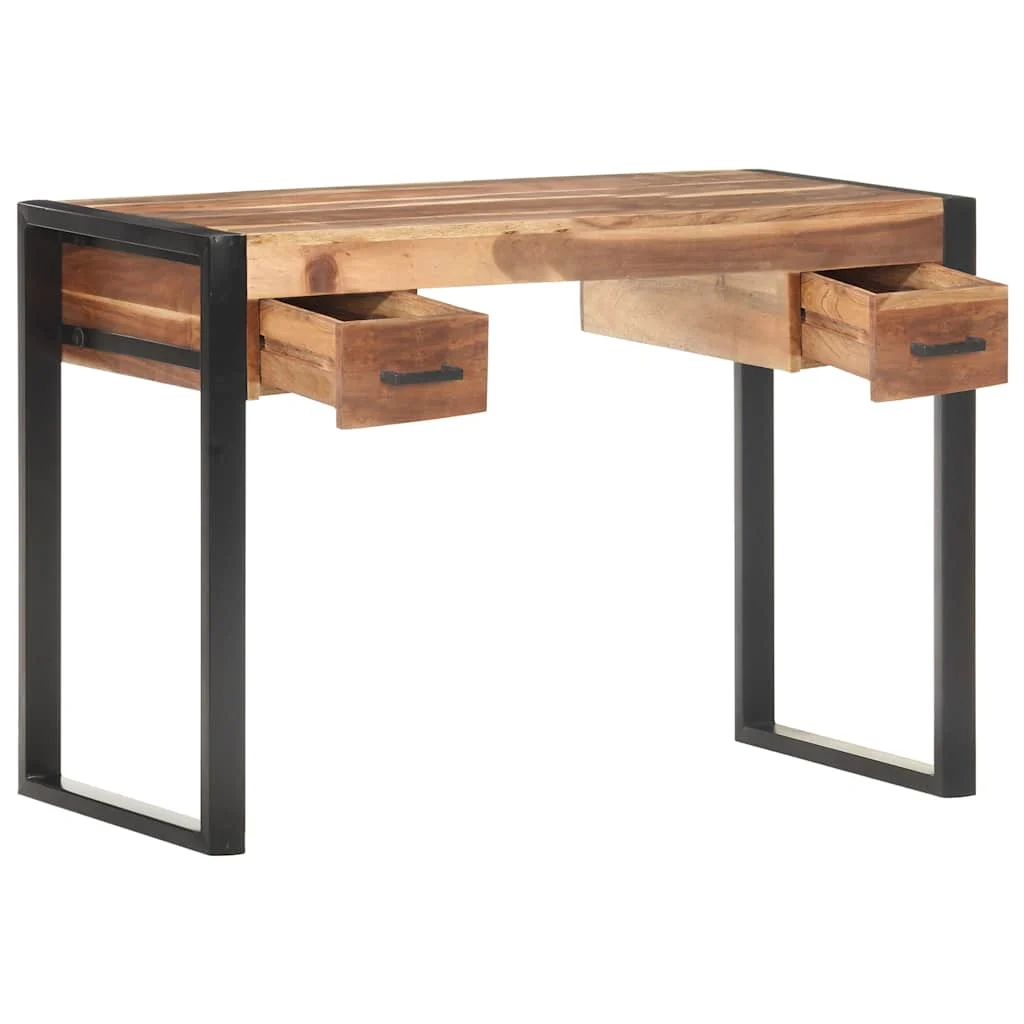 Bureau 150 x 50 x 76 cm brun bois massif – vue de côté