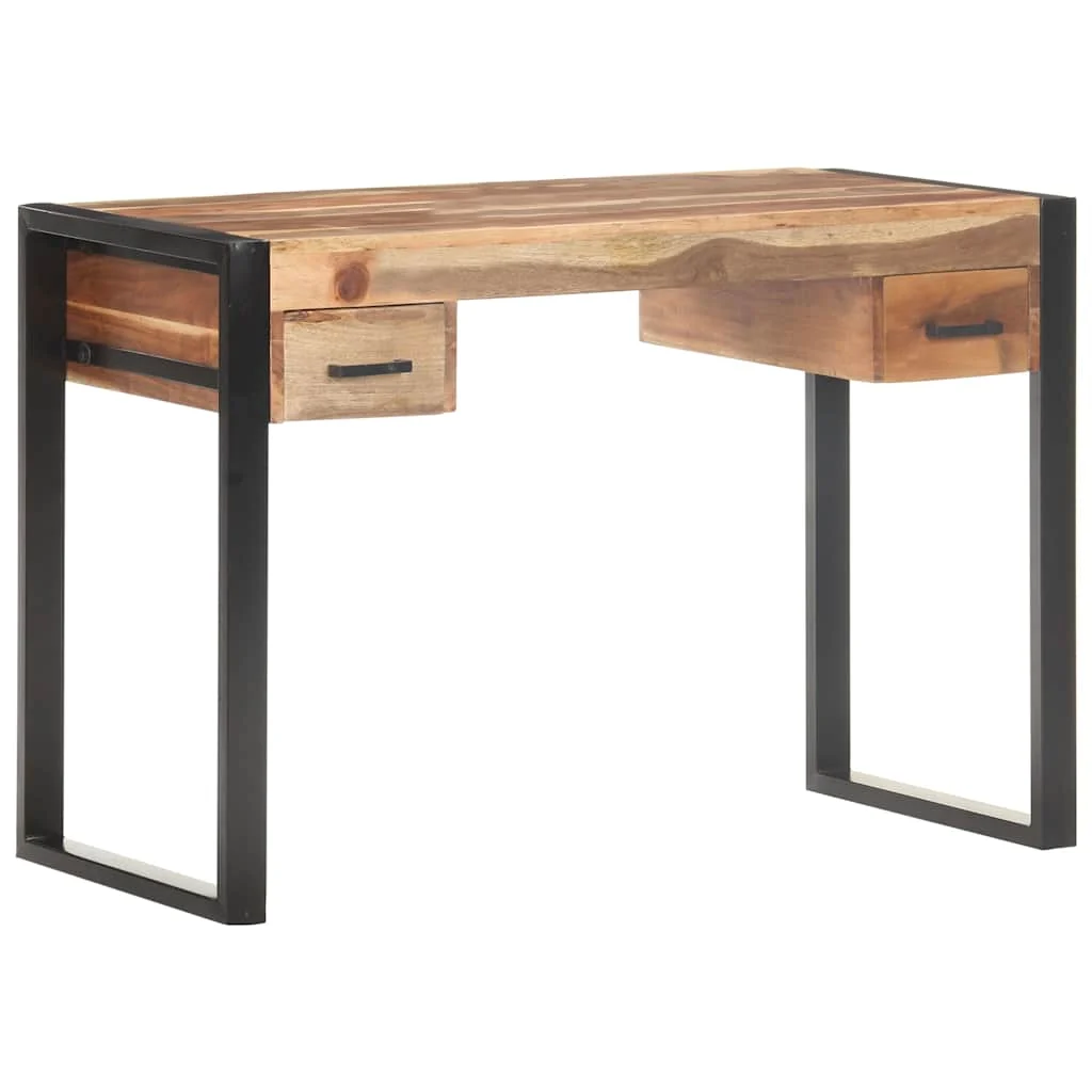 Bureau 150 x 50 x 76 cm brun bois massif – vue en situation