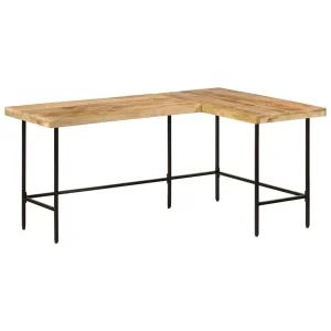 Bureau 165 x 110 x 77 cm brun bois massif de manguier – vue d’ensemble
