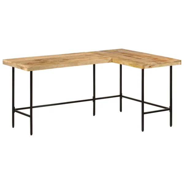 Bureau 165 x 110 x 77 cm brun bois massif de manguier – vue d’ensemble