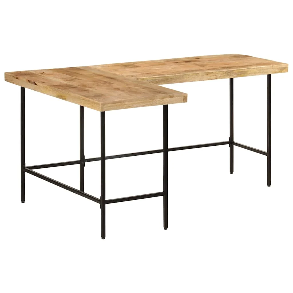 Bureau 165 x 110 x 77 cm brun bois massif de manguier – vue de côté