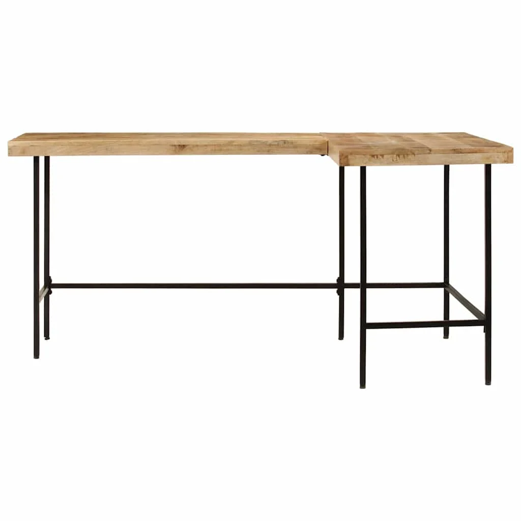 Bureau 165 x 110 x 77 cm brun bois massif de manguier – vue de détail