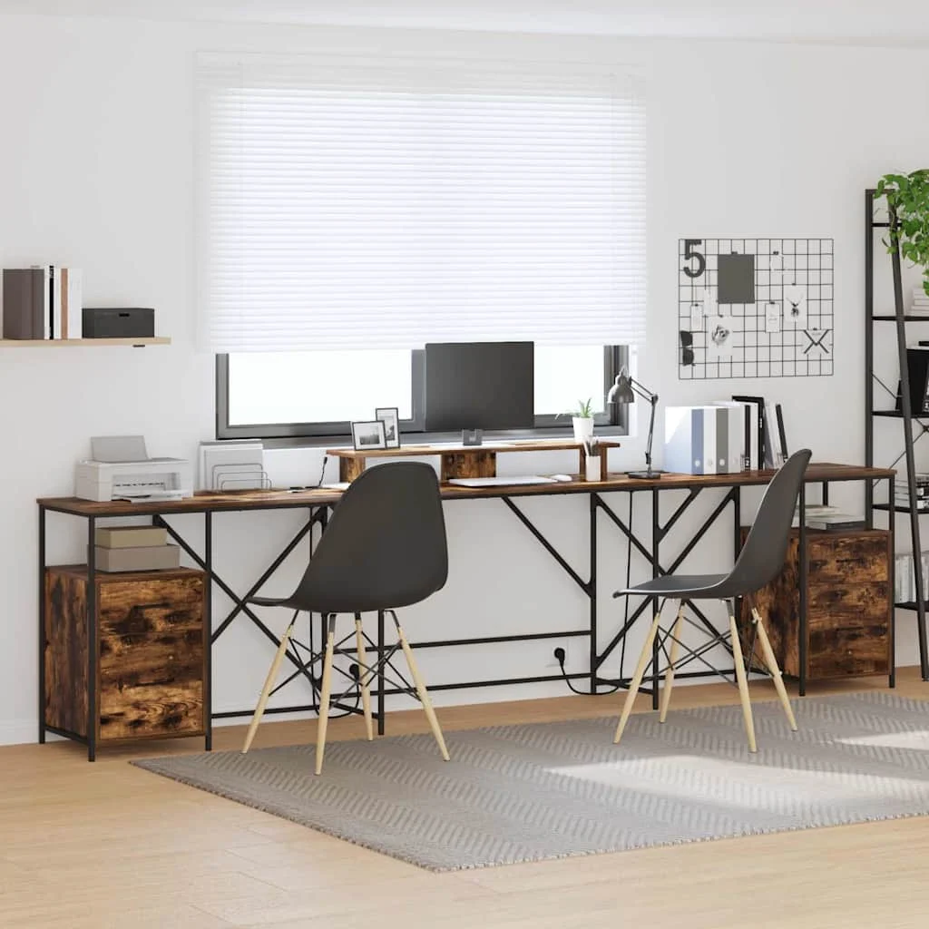 Bureau 182 x 101 x 87,5 cm chêne fumé bois d'ingénierie – vue de dessus