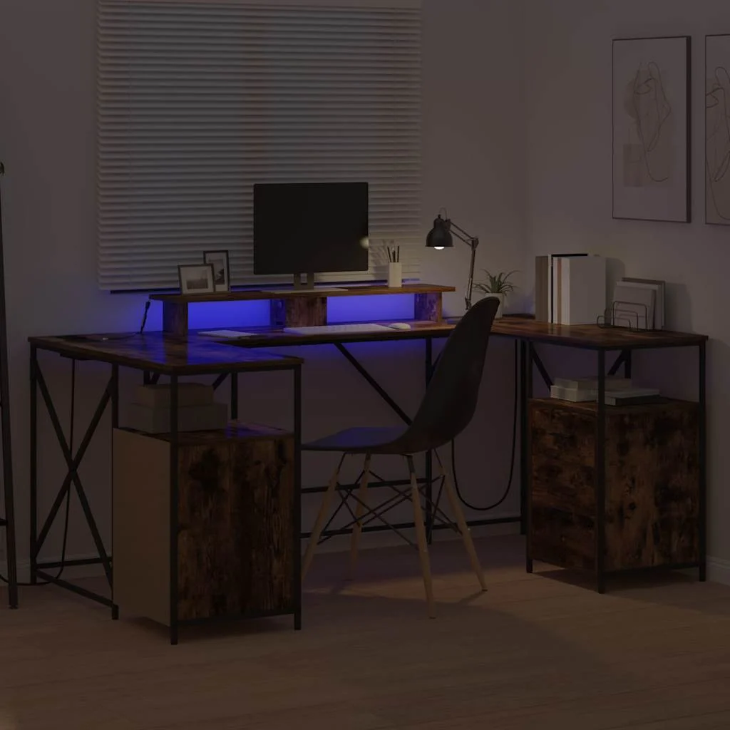 Bureau 182 x 101 x 87,5 cm chêne fumé bois d'ingénierie – vue de dos