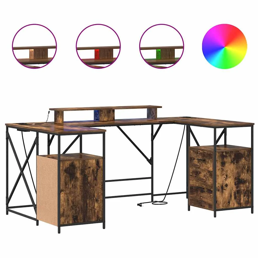 Bureau 182 x 101 x 87,5 cm chêne fumé bois d'ingénierie – vue en situation