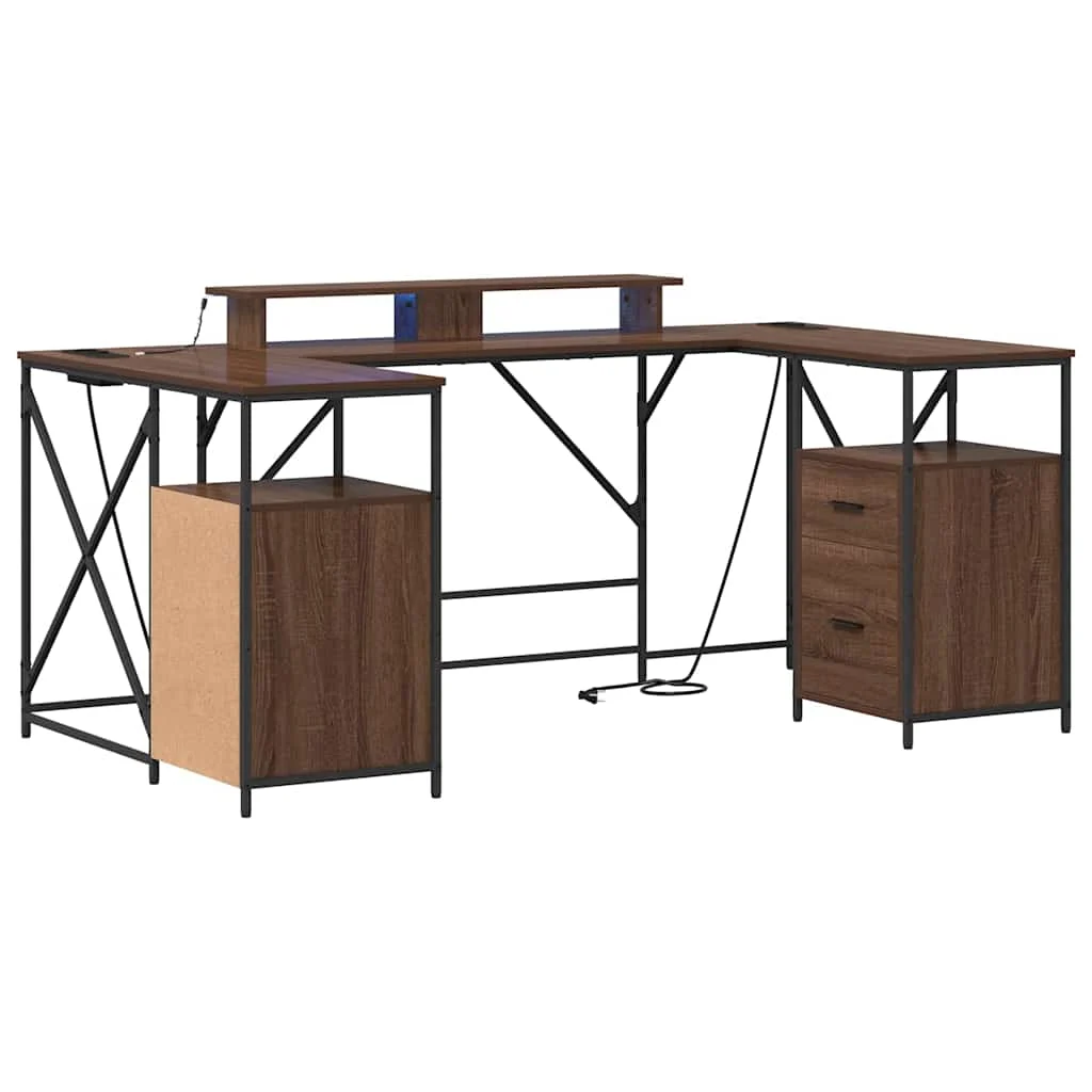 Bureau 182 x 101 x 87,5 cm chêne marron bois d'ingénierie – vue de côté
