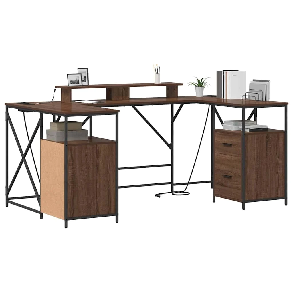 Bureau 182 x 101 x 87,5 cm chêne marron bois d'ingénierie – vue de détail