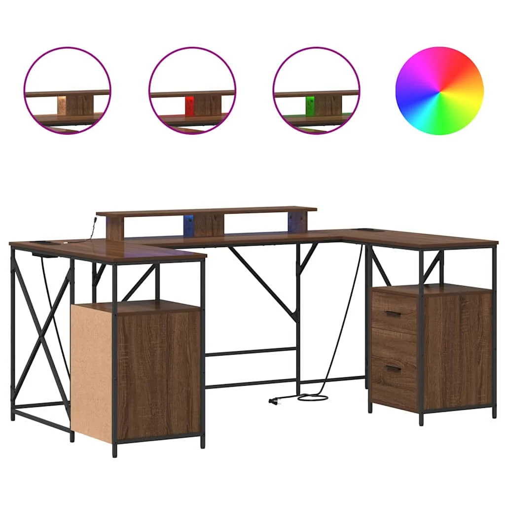 Bureau 182 x 101 x 87,5 cm chêne marron bois d'ingénierie – vue en situation