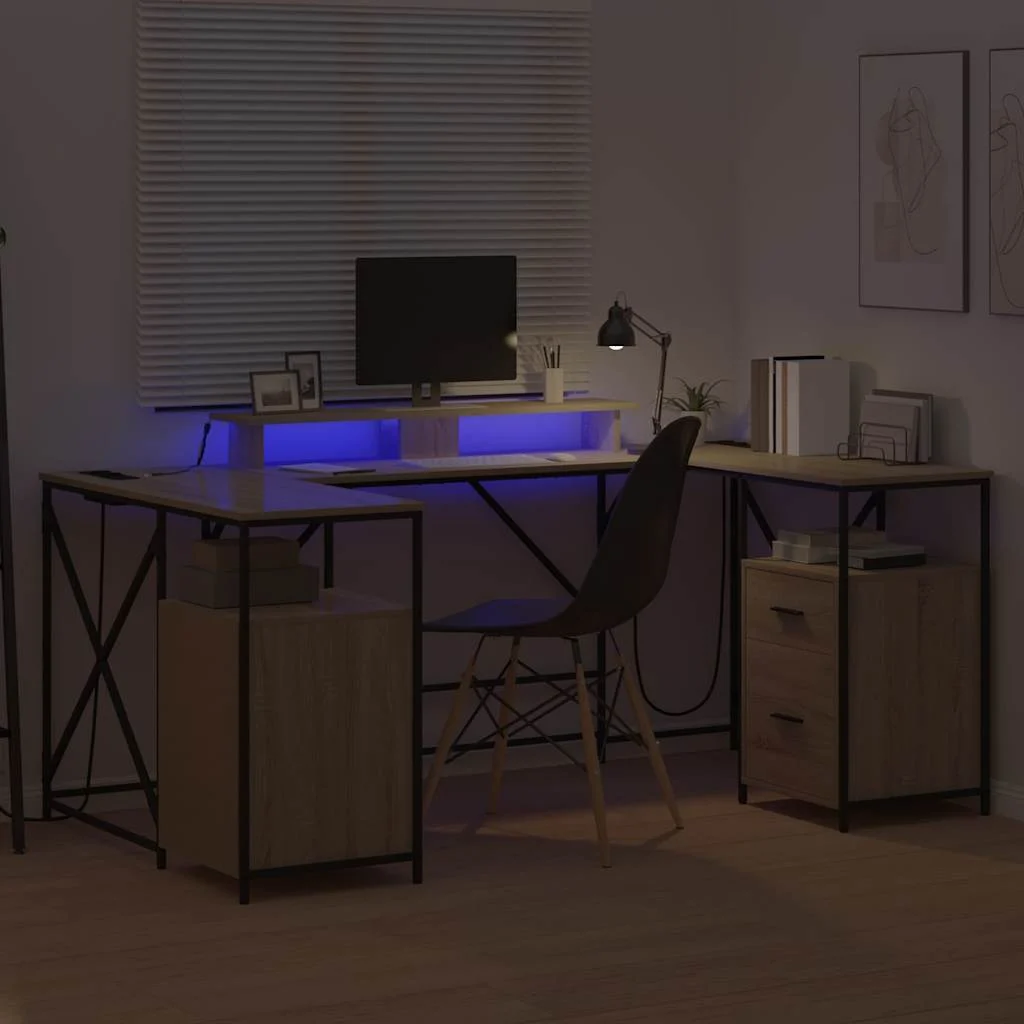 Bureau 182 x 101 x 87,5 cm chêne sonoma bois d'ingénierie – vue de dos