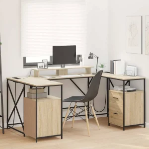 Bureau 182 x 101 x 87,5 cm chêne sonoma bois d'ingénierie – vue d’ensemble