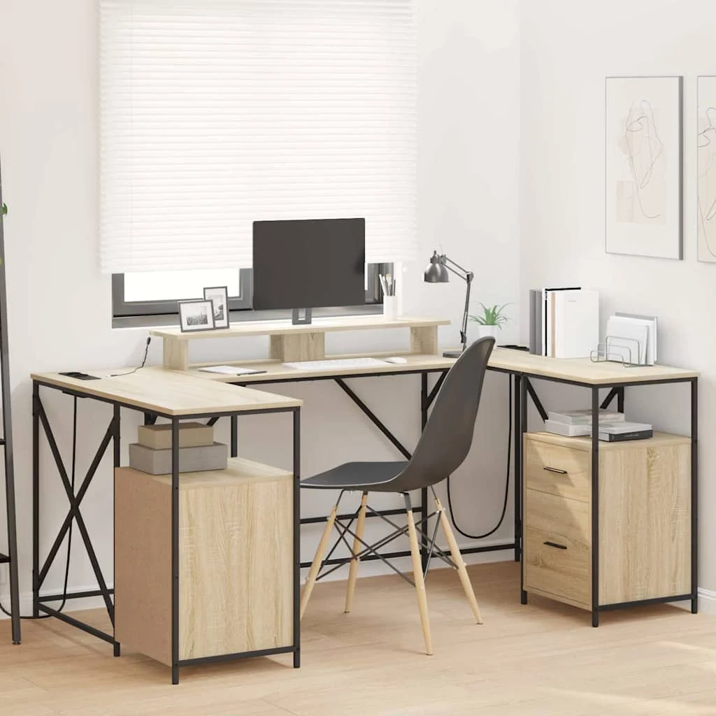 Bureau 182 x 101 x 87,5 cm chêne sonoma bois d'ingénierie – vue d’ensemble