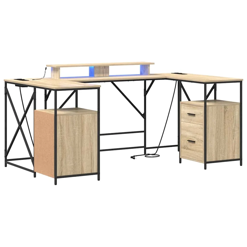Bureau 182 x 101 x 87,5 cm chêne sonoma bois d'ingénierie – vue de côté