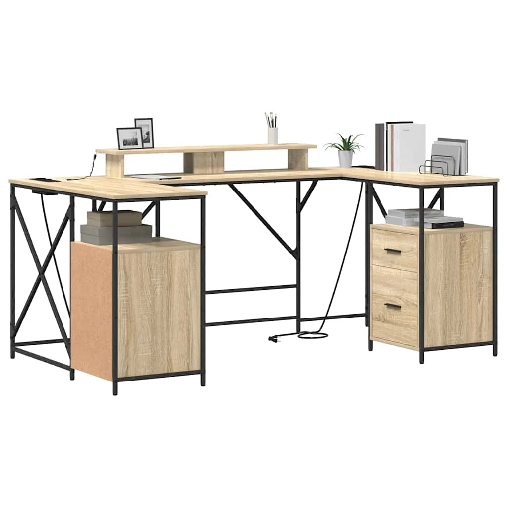 Bureau 182 x 101 x 87,5 cm chêne sonoma bois d'ingénierie – vue de détail