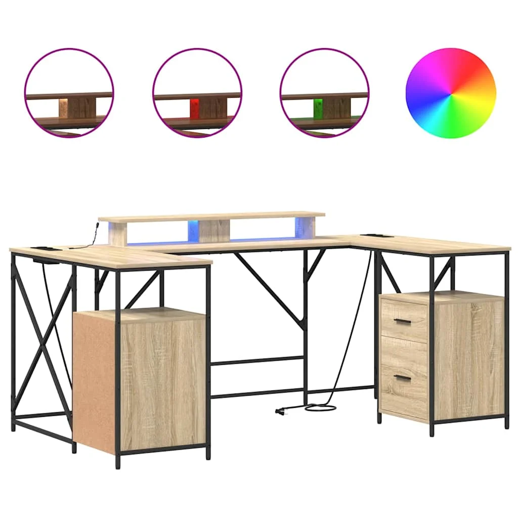Bureau 182 x 101 x 87,5 cm chêne sonoma bois d'ingénierie – vue en situation