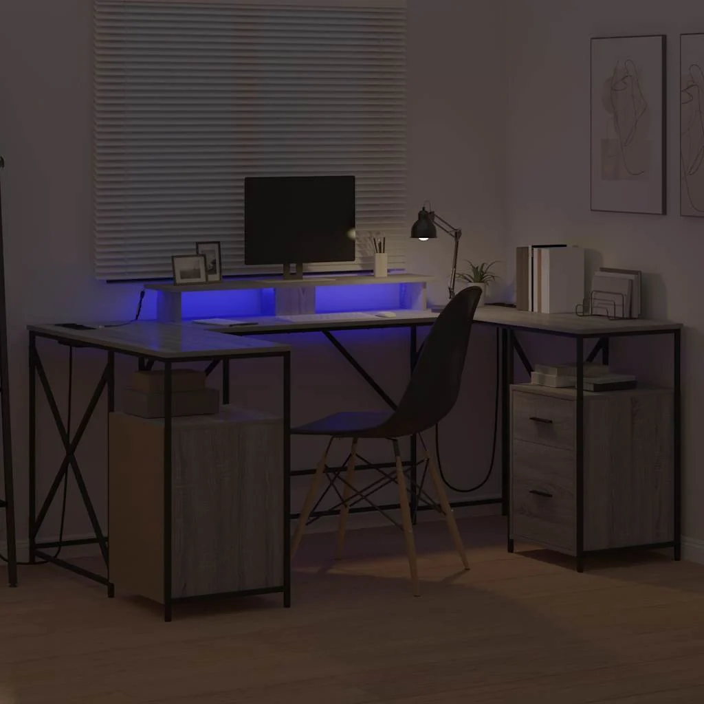 Bureau 182 x 101 x 87,5 cm sonoma gris bois d'ingénierie – vue de dos