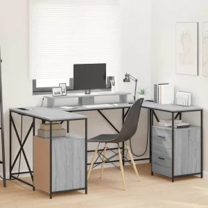 Bureau 182 x 101 x 87,5 cm sonoma gris bois d'ingénierie – vue d’ensemble