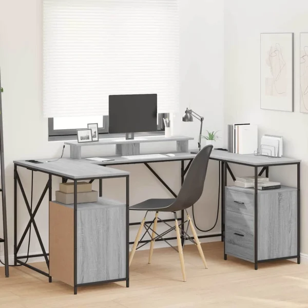 Bureau 182 x 101 x 87,5 cm sonoma gris bois d'ingénierie – vue d’ensemble