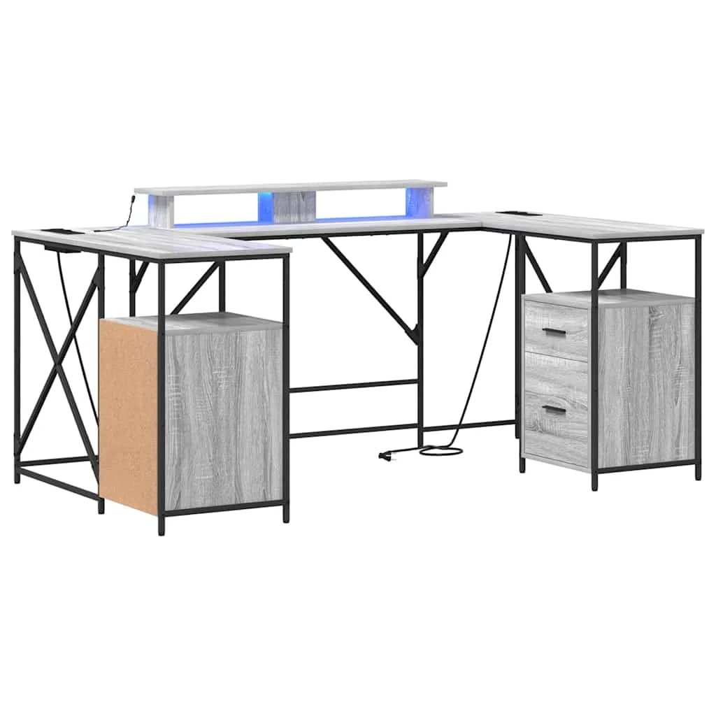 Bureau 182 x 101 x 87,5 cm sonoma gris bois d'ingénierie – vue de côté