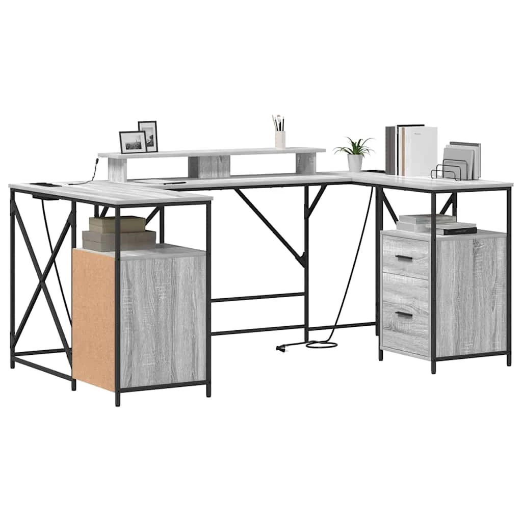 Bureau 182 x 101 x 87,5 cm sonoma gris bois d'ingénierie – vue de détail
