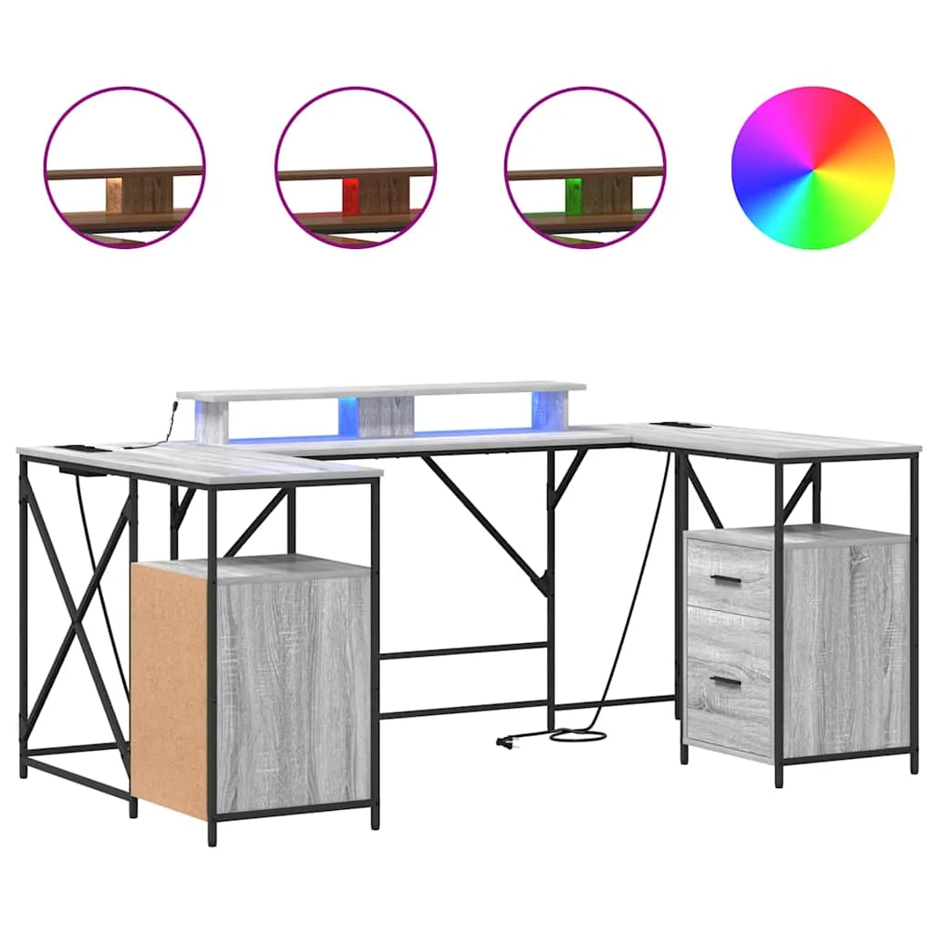 Bureau 182 x 101 x 87,5 cm sonoma gris bois d'ingénierie – vue en situation