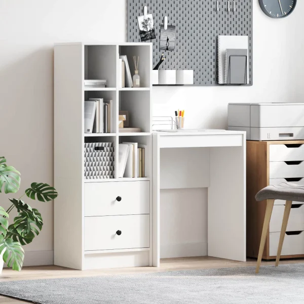 Bureau en 2 éléments 105,5 x 34 x 127 cm blanc – vue d’ensemble