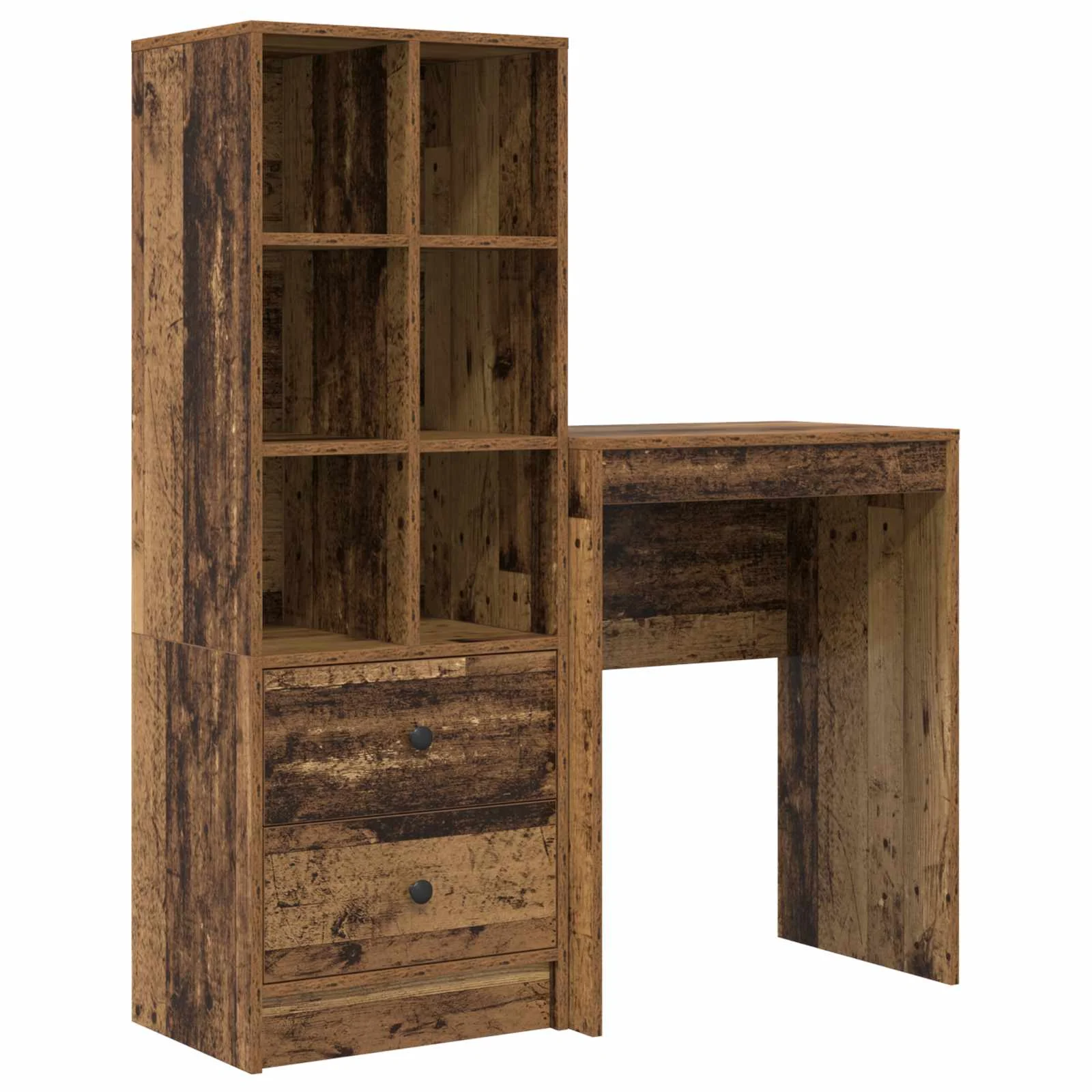 Bureau en 2 éléments 105,5 x 34 x 127 cm bois ancien – vue de côté