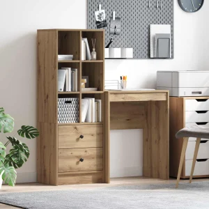 Bureau en 2 éléments 105,5 x 34 x 127 cm chêne artisanal – vue d’ensemble