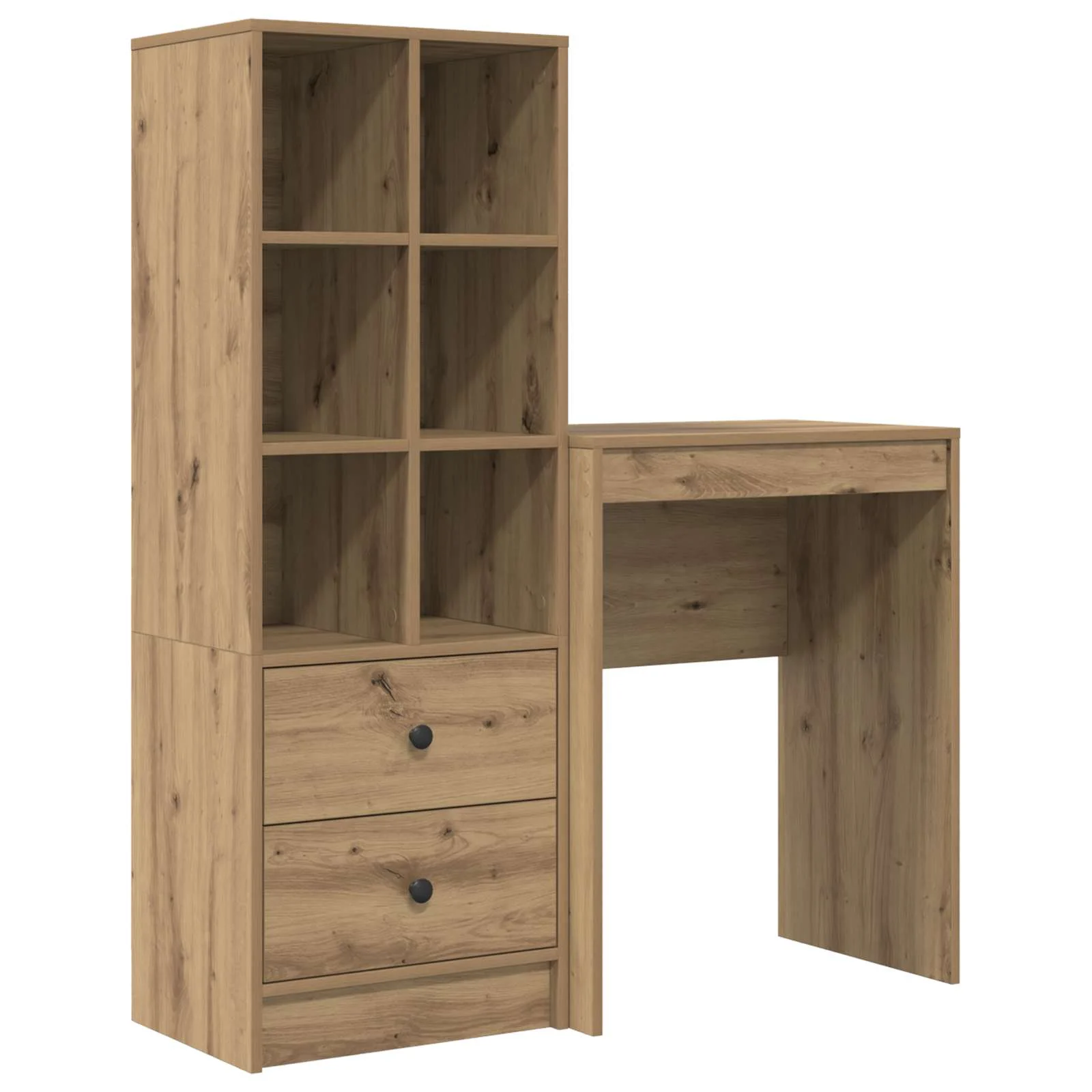 Bureau en 2 éléments 105,5 x 34 x 127 cm chêne artisanal – vue de côté