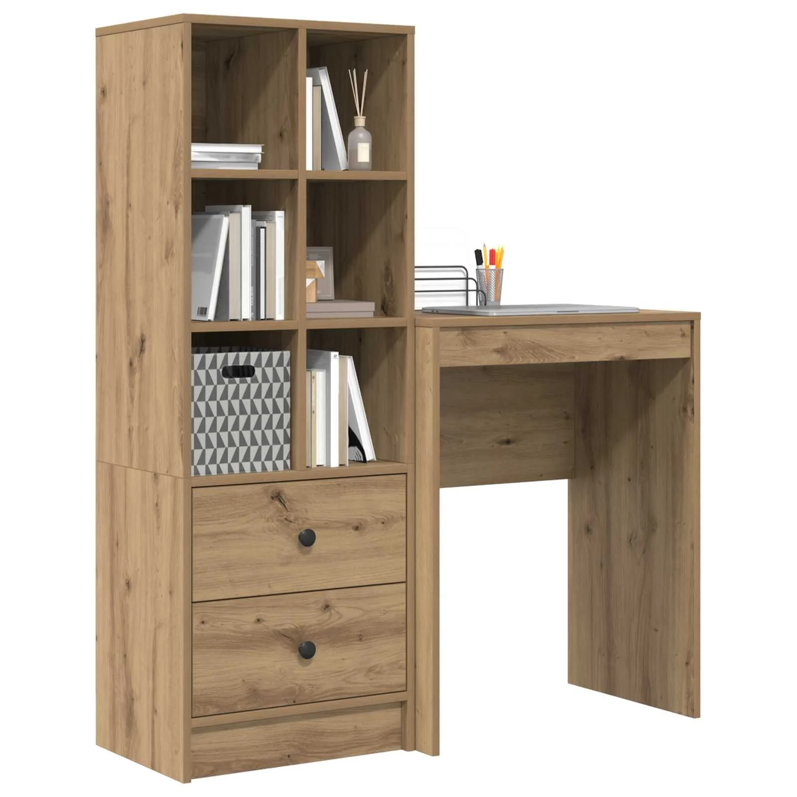 Bureau en 2 éléments 105,5 x 34 x 127 cm chêne artisanal – vue de détail