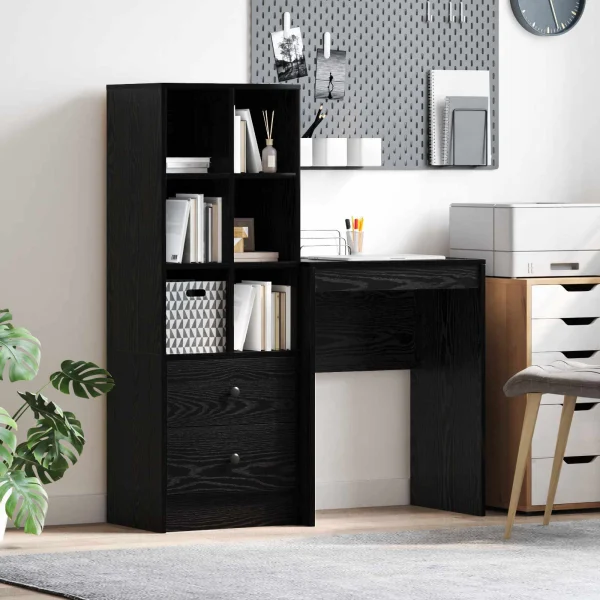 Bureau en 2 éléments 105,5 x 34 x 127 cm chêne noir – vue d’ensemble