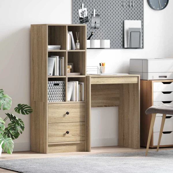 Bureau en 2 éléments 105,5 x 34 x 127 cm chêne sonoma – vue d’ensemble