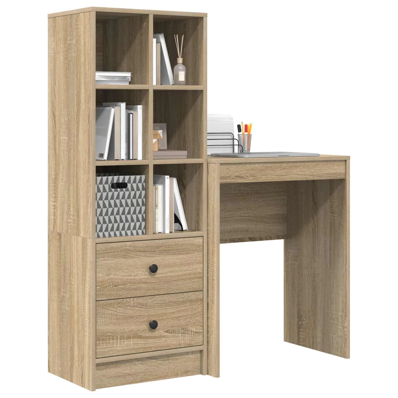 Bureau en 2 éléments 105,5 x 34 x 127 cm chêne sonoma – vue de détail