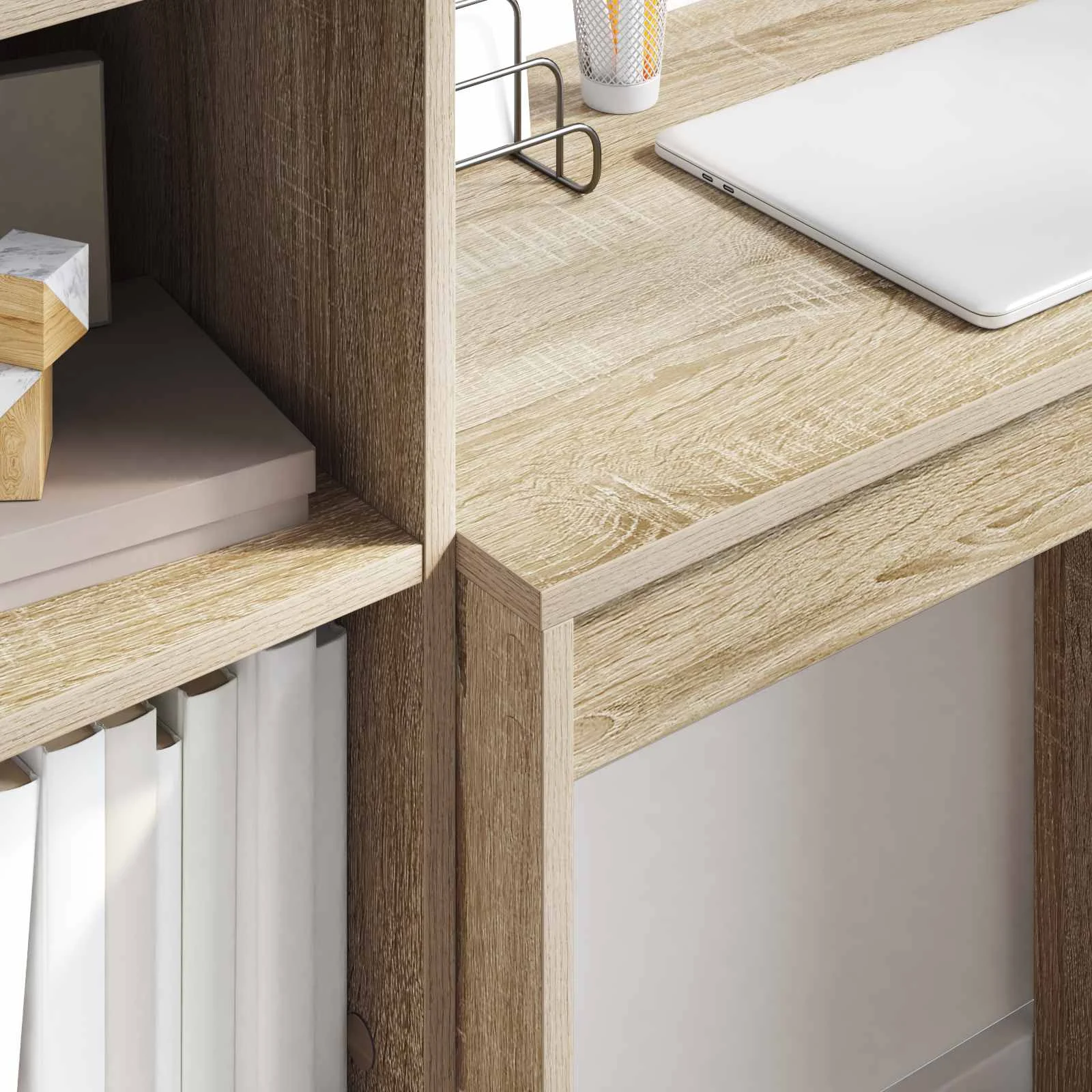 Bureau en 2 éléments 105,5 x 34 x 127 cm chêne sonoma – vue en situation