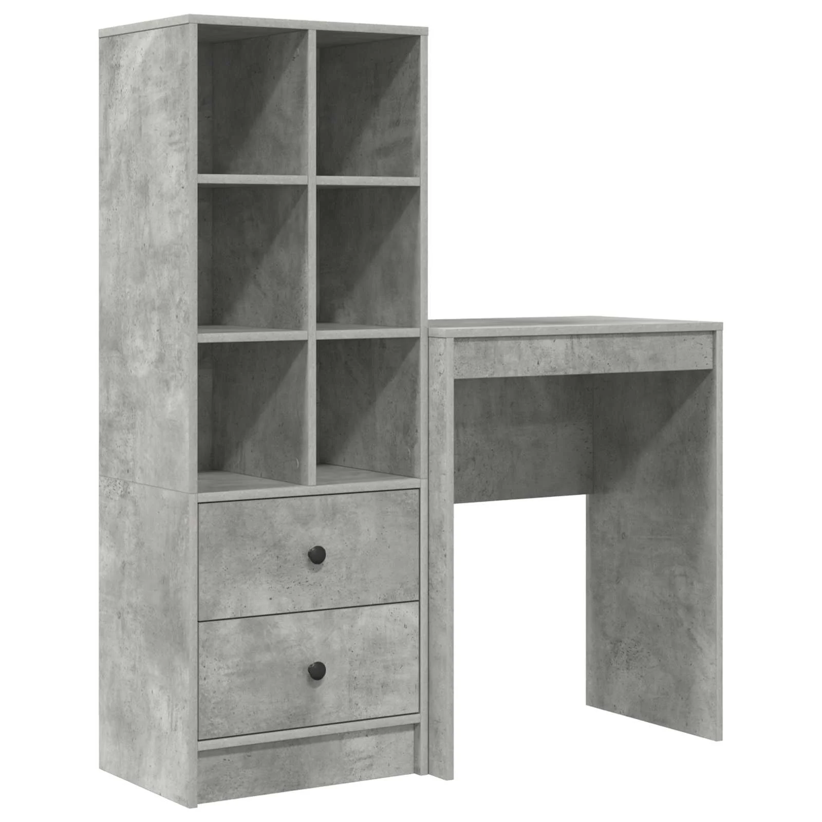 Bureau en 2 éléments 105,5 x 34 x 127 cm gris béton – vue de côté