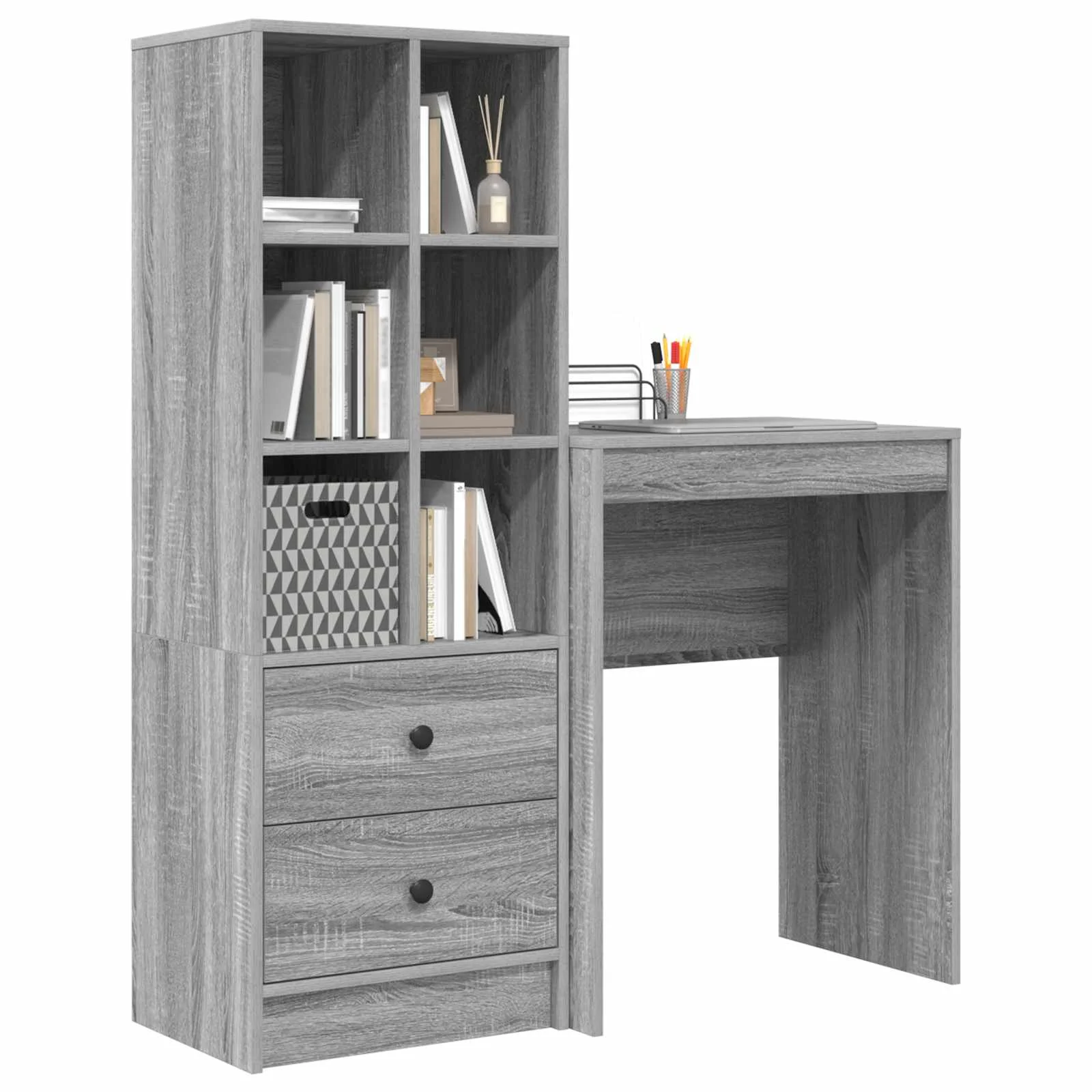 Bureau en 2 éléments 105,5 x 34 x 127 cm sonoma gris – vue de détail
