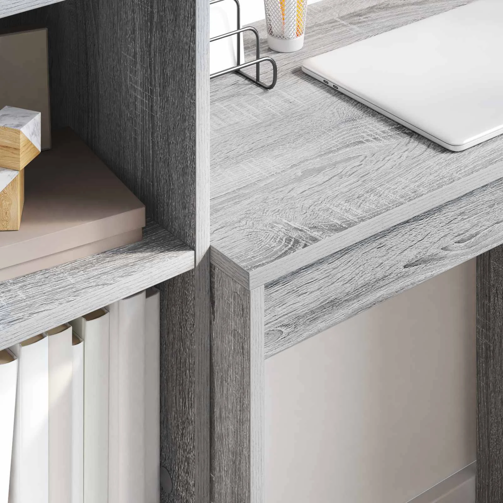 Bureau en 2 éléments 105,5 x 34 x 127 cm sonoma gris – vue en situation
