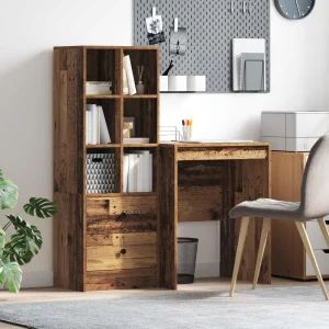 Bureau en 2 éléments 105,5 x 50 x 127 cm bois ancien – vue d’ensemble