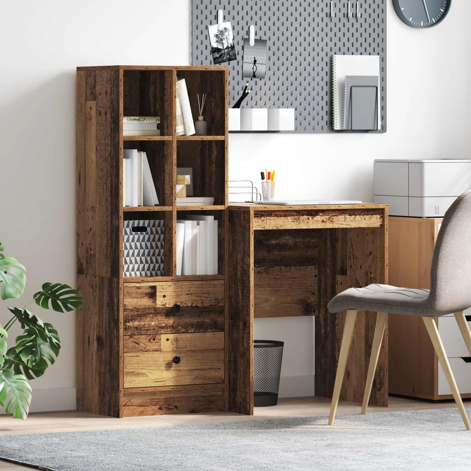 Bureau en 2 éléments 105,5 x 50 x 127 cm bois ancien – vue d’ensemble