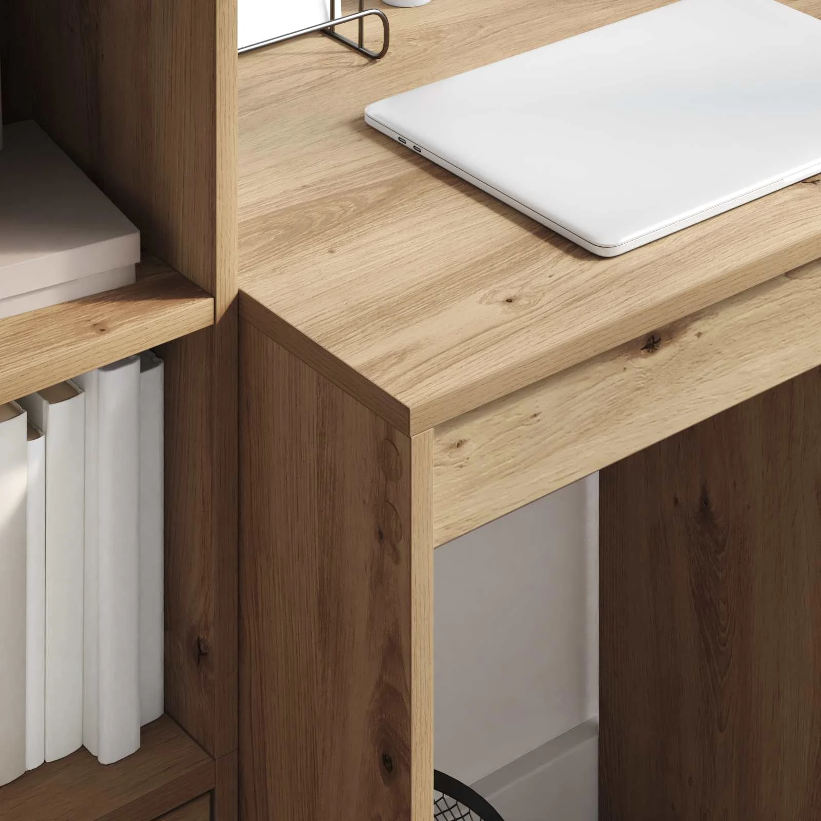 Bureau en 2 éléments 105,5 x 50 x 127 cm chêne artisanal – vue en situation