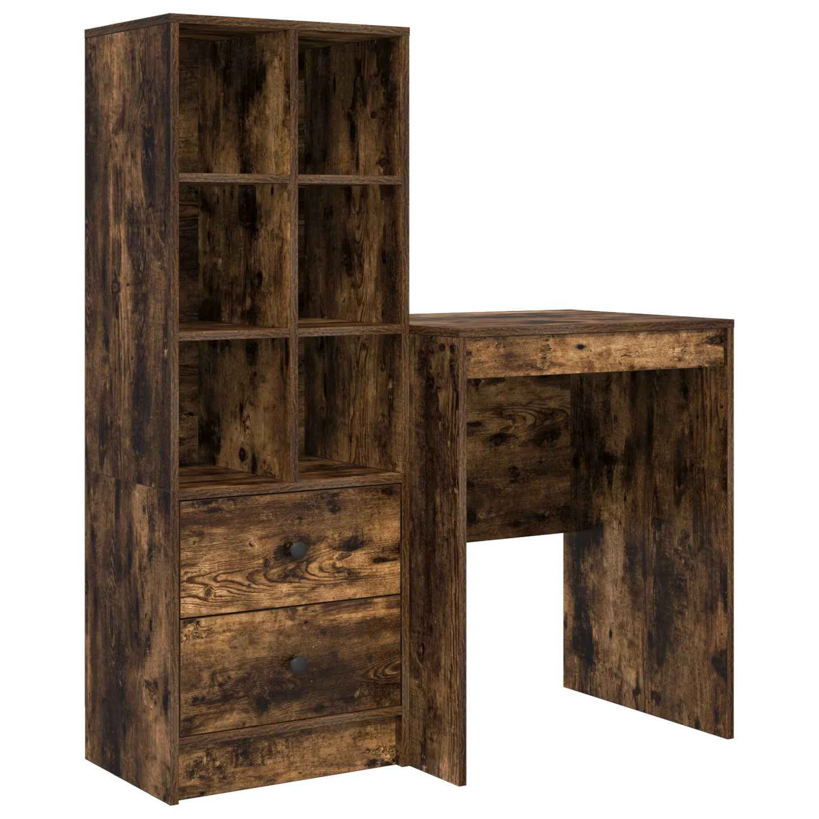 Bureau en 2 éléments 105,5 x 50 x 127 cm chêne fumé – vue de côté