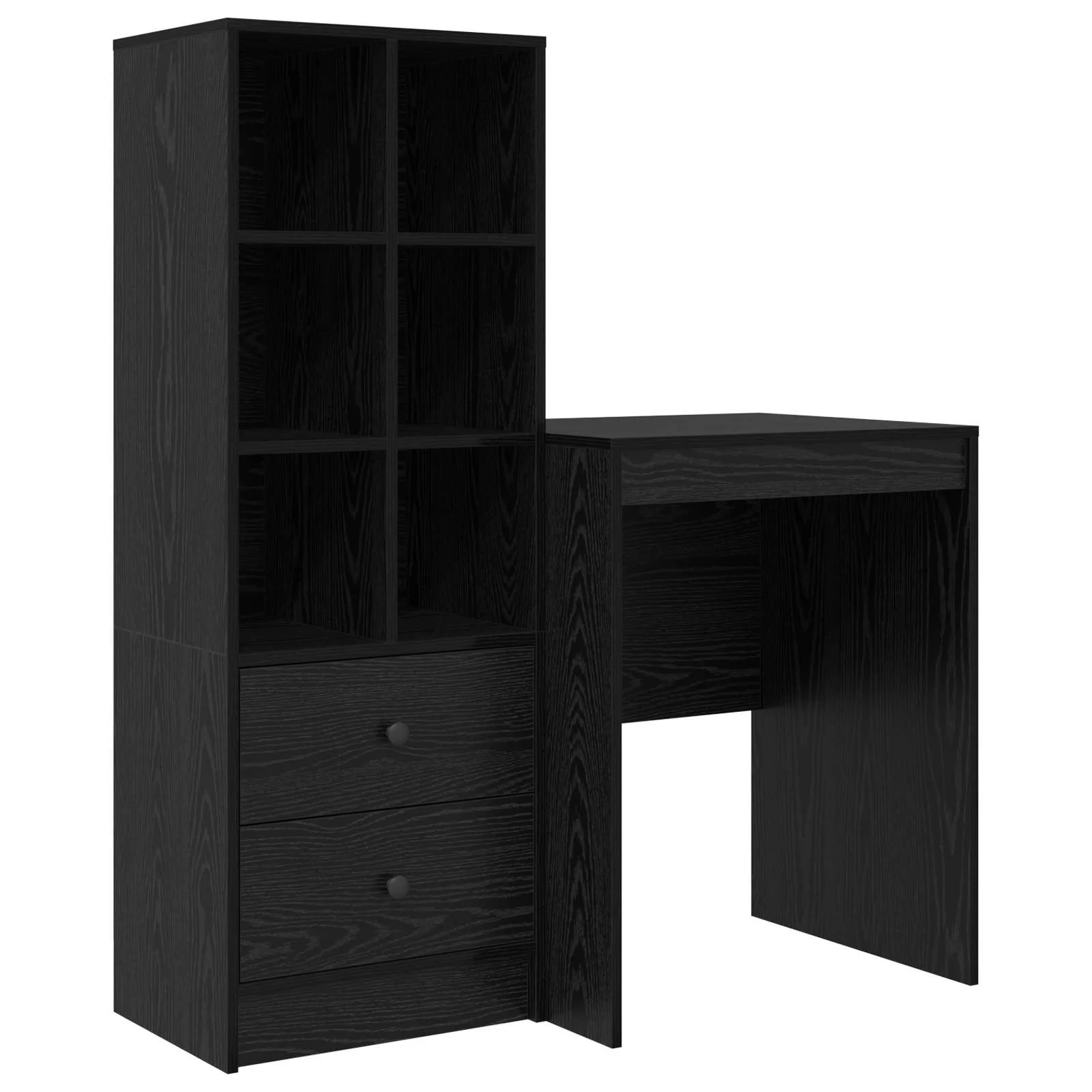 Bureau en 2 éléments 105,5 x 50 x 127 cm chêne noir – vue de côté