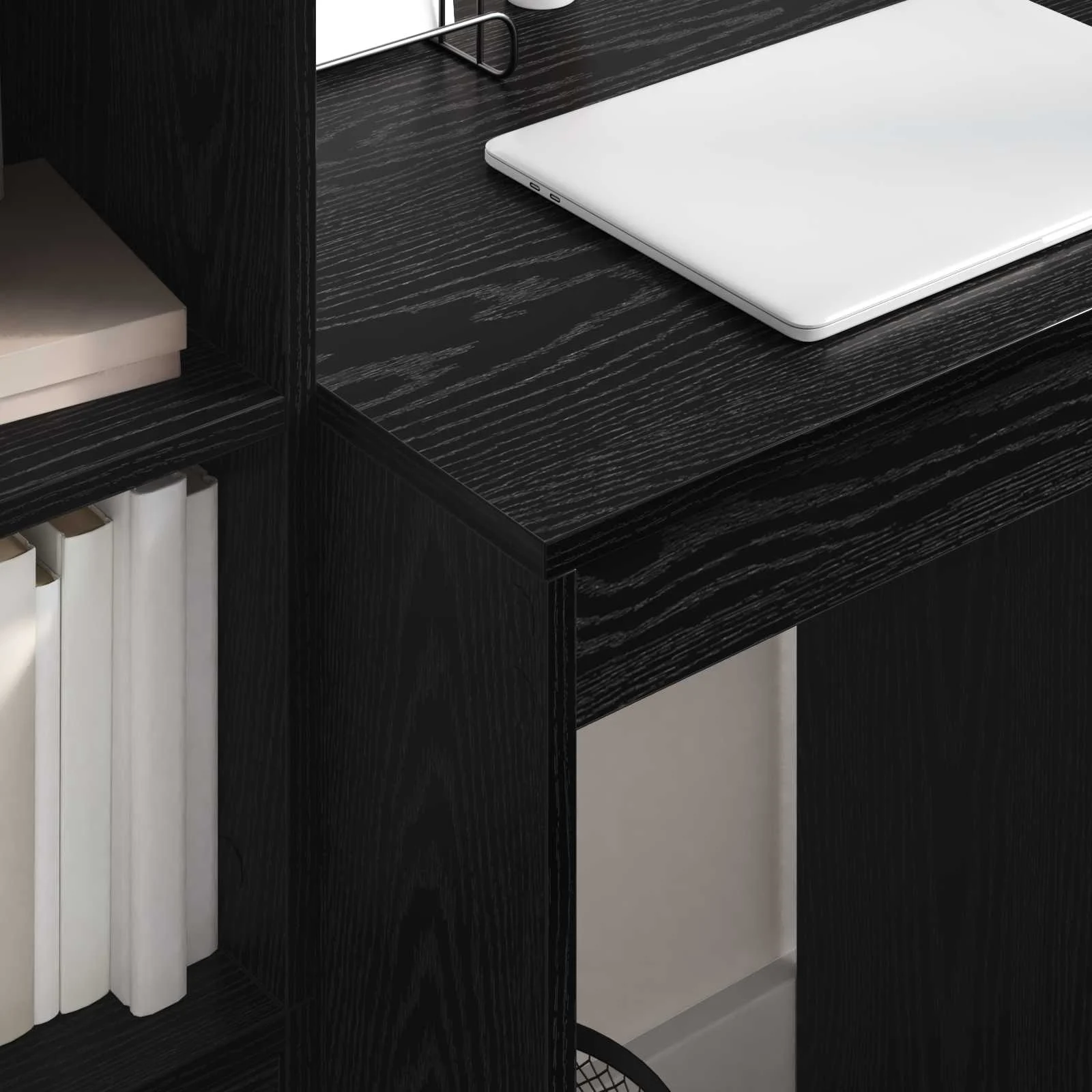 Bureau en 2 éléments 105,5 x 50 x 127 cm chêne noir – vue en situation
