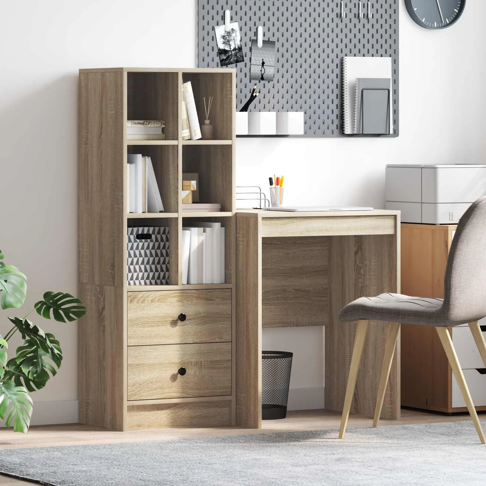 Bureau en 2 éléments 105,5 x 50 x 127 cm chêne sonoma – vue d’ensemble