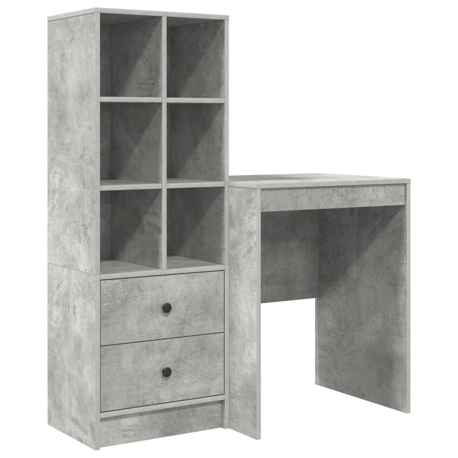 Bureau en 2 éléments 105,5 x 50 x 127 cm gris béton – vue de côté